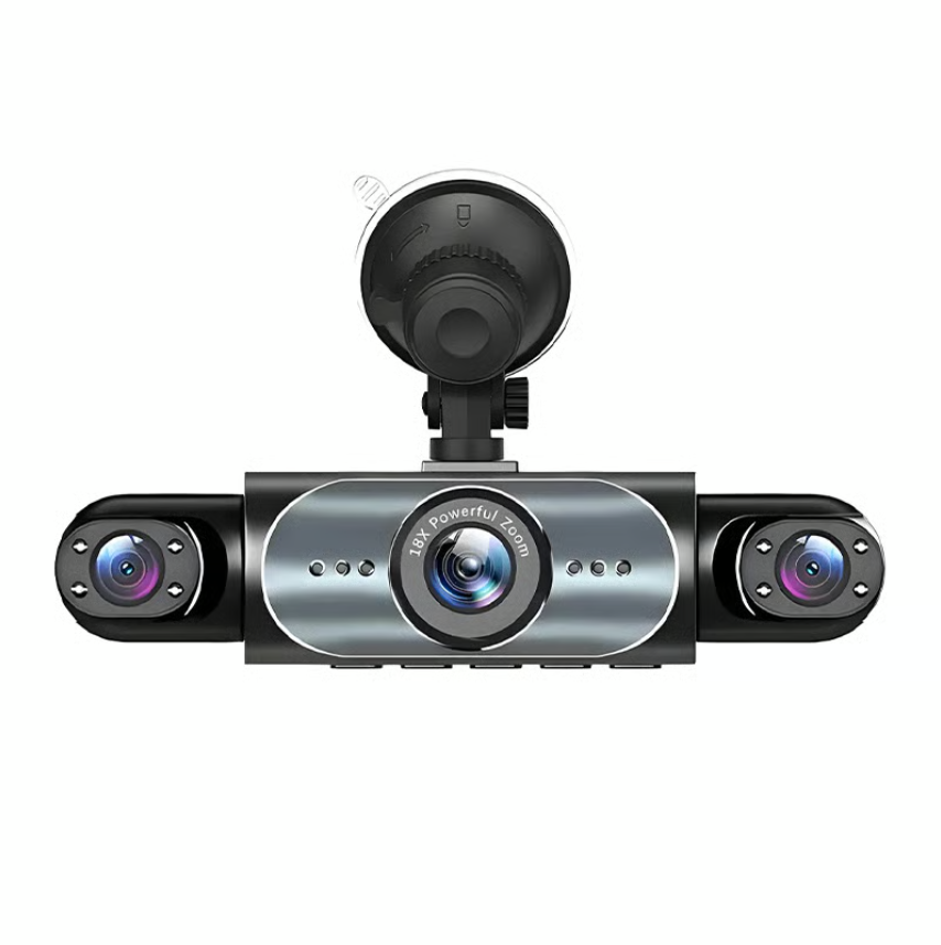 WEIX - 3-Kanal Full-HD 1080P Fahrrekorder + 720P HD Rückkamera + 64GB SD-Karte